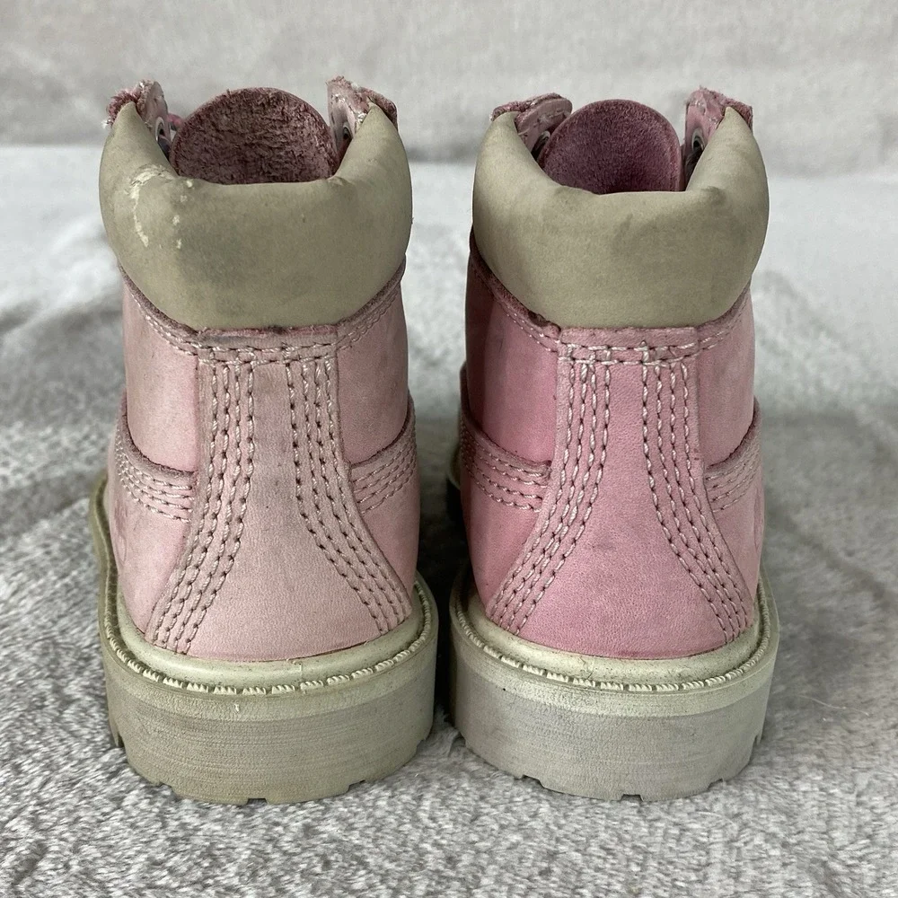 Timberland Premium 6 inch Toddler Girls Boots Size 13 Pink Nubuck Waterproof NEW